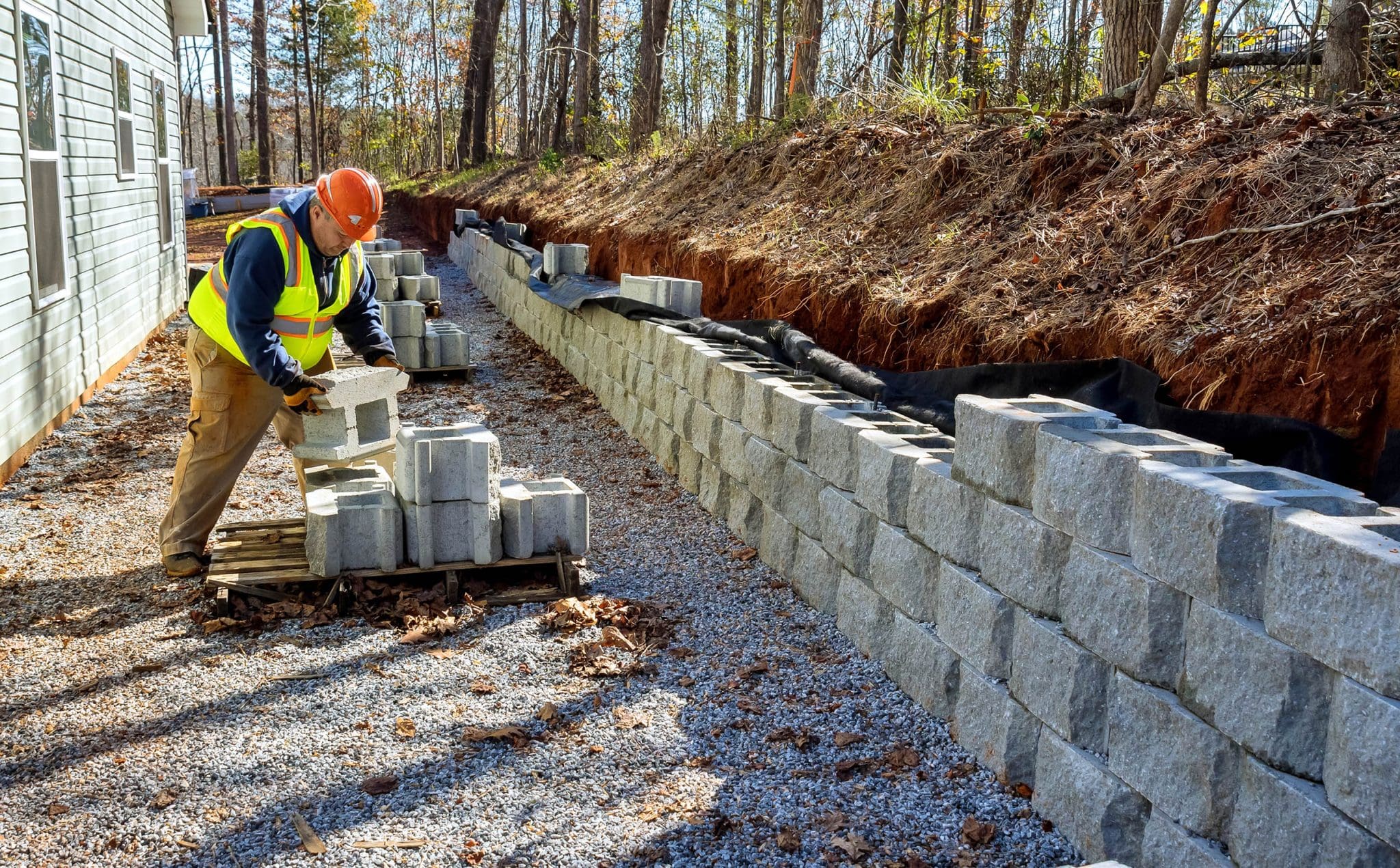 Retaining Wall Installation in Murphy project 2